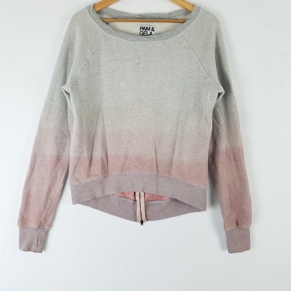 Pam & Gela Ombre Zipper Back Longsleeve Pull-over Sweater Small - Picture 1 of 10